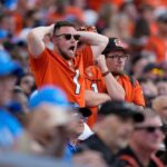 Cincinnati Bengals fans show their disappointment as the Bengals are defeated by the Detriot Lions at Paycor Stadium on October 5, 2025.