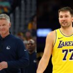 Steve Kerr (L), Luka Doncic (R)
