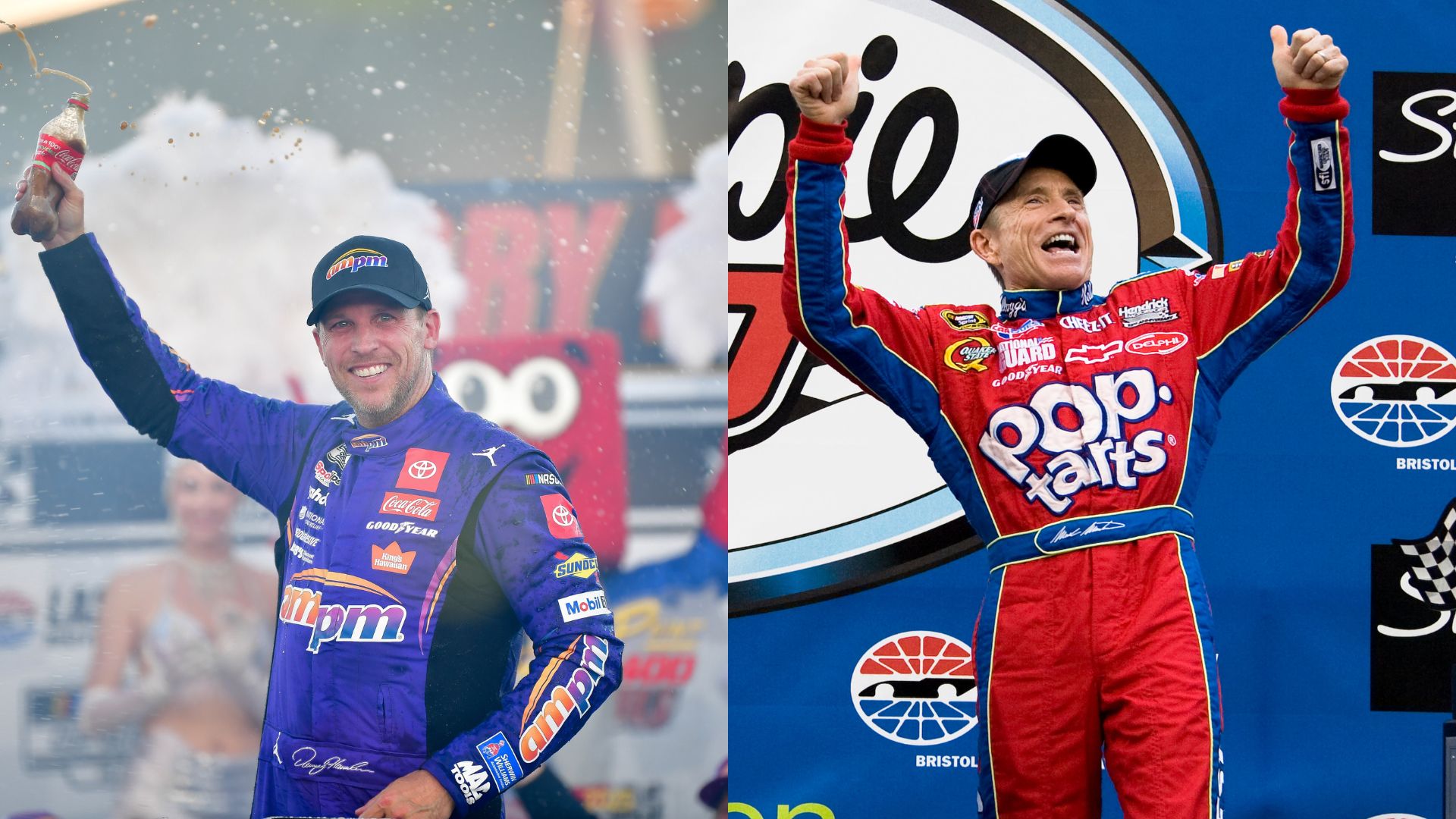 Denny Hamlin (L) and Mark Martin (R)