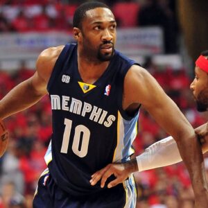 Memphis Grizzlies point guard Gilbert Arenas (10) controls the ball against the defense of Los Angeles Clippers point guard Mo Williams (25) during the first half of game four of the Western Conference quarterfinals of the 2012 NBA Playoffs at Staples Center.