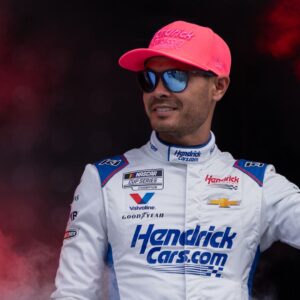 Oct 5, 2025; Concord, North Carolina, USA; NASCAR Cup Series driver Kyle Larson (5) is introduced at Charlotte Motor Speedway Road Course.