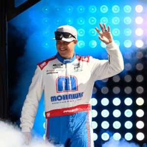 Sep 21, 2025; Loudon, New Hampshire, USA; NASCAR Cup Series driver Ryan Preece (60) is introduced before the start of the Mobil 1 301 at New Hampshire Motor Speedway.