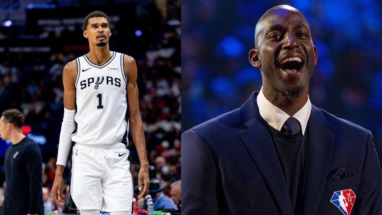 Victor Wembanyama (L), Kevin Garnett (R)