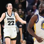 (L) Hannah Stuelke and Caitlin Clark (R) Draymond Green