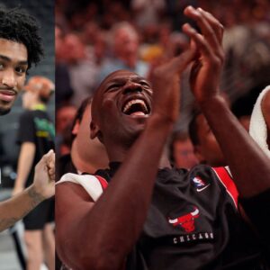 Dylan Harper (L) and Michael Jordan and Ron Harper (R)