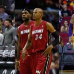 (L-R) Paul Pierce, LeBron James, Ray Allen, Kobe Bryant