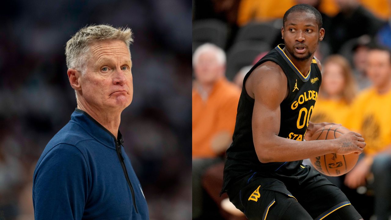 Steve Kerr (L), Jonathan Kuminga (R)
