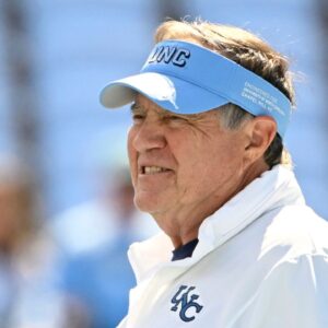 North Carolina Tar Heels head coach Bill Belichick on the field before the game at Kenan Stadium.
