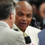 TNT sports analyst Charles Barkley speaks before game two between the Miami Heat and the Denver Nuggets in the 2023 NBA Finals at Ball Arena.
