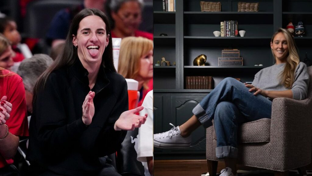 Caitlin Clark (L), Kylie Kelce (R)