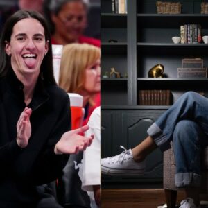 Caitlin Clark (L), Kylie Kelce (R)