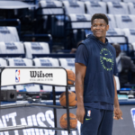 May 28, 2025; Oklahoma City, Oklahoma, USA; Minnesota Timberwolves guard Anthony Edwards warms up before game five of the western conference finals against the Oklahoma City Thunder for the 2025 NBA Playoffs at Paycom Center.