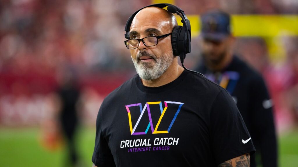 Washington Commanders offensive line coach Bobby Johnson against the Arizona Cardinals at State Farm Stadium.