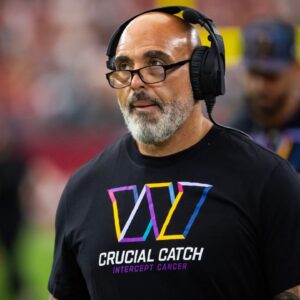 Washington Commanders offensive line coach Bobby Johnson against the Arizona Cardinals at State Farm Stadium.