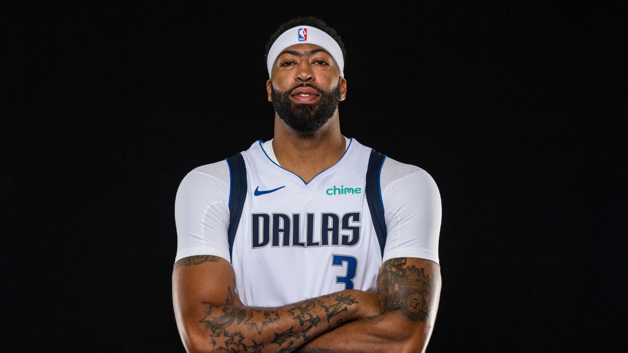 Sep 29, 2025; Dallas, TX, USA; Dallas Mavericks forward Anthony Davis (3) poses for a photo during the Mavericks 2025 media day at the American Airlines Center. Mandatory Credit: Jerome Miron-Imagn Images