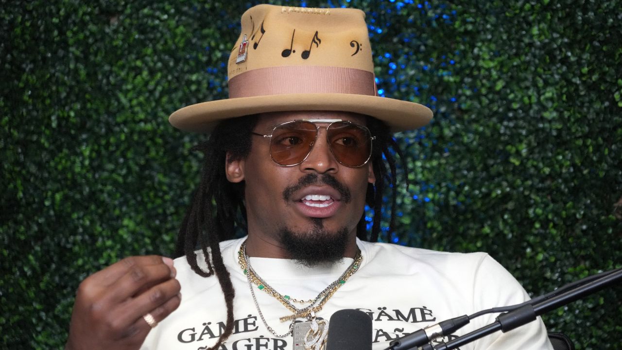 Cam Newton on Radio Row at the Super Bowl LIX media center.