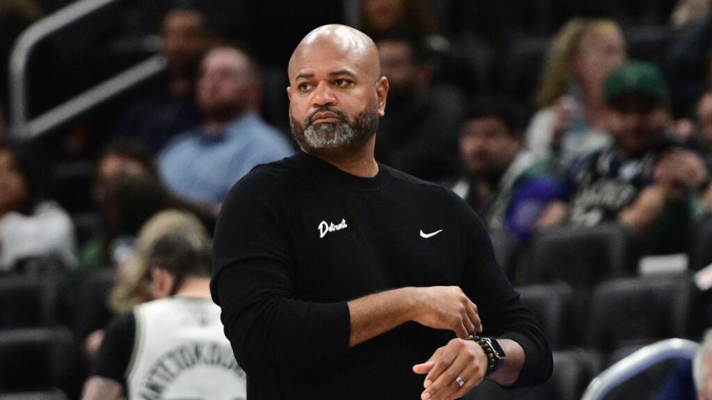 Detroit Pistons head coach J.B. Bickerstaff looks on in the 3rd quarter against the Milwaukee Bucks at Fiserv Forum.
