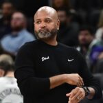Detroit Pistons head coach J.B. Bickerstaff looks on in the 3rd quarter against the Milwaukee Bucks at Fiserv Forum.