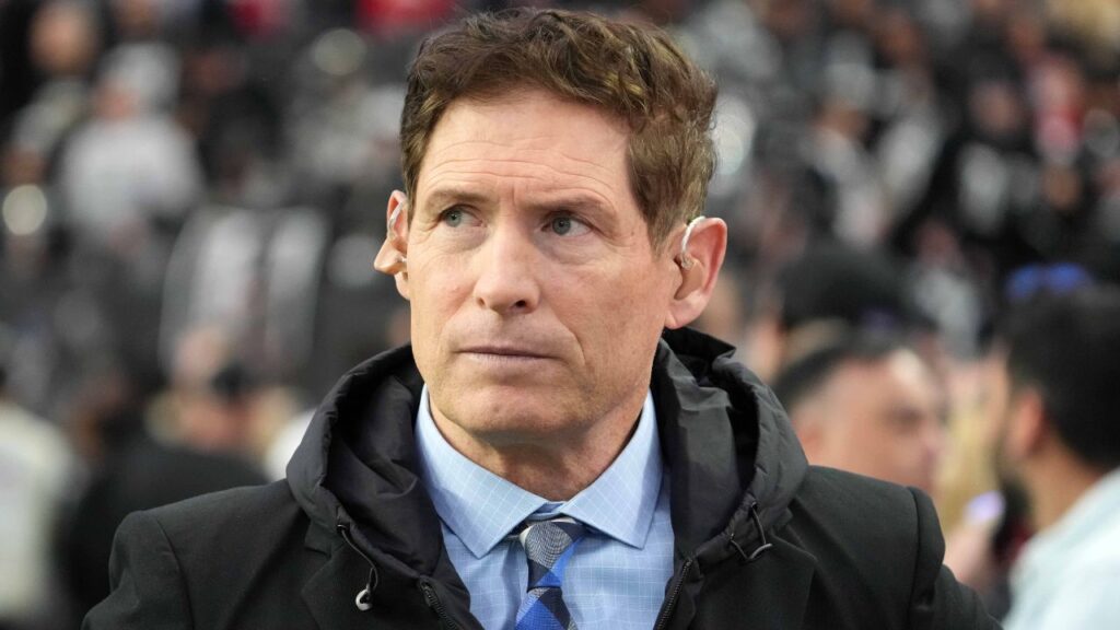 Steve Young attends the game between the Las Vegas Raiders and the Kansas City Chiefs at Allegiant Stadium.