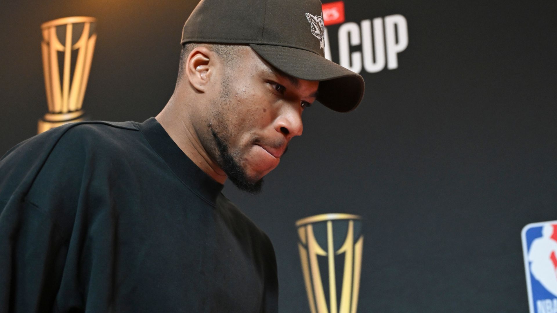 Dec 17, 2024; Las Vegas, NV, USA; Milwaukee Bucks forward Giannis Antetokounmpo (34) arrives at the Emirates NBA Cup-Red Carpet before their game against the Oklahoma City Thunder at T-Mobile Arena