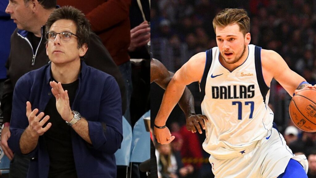 Ben Stiller (L), Luka Doncic (R)