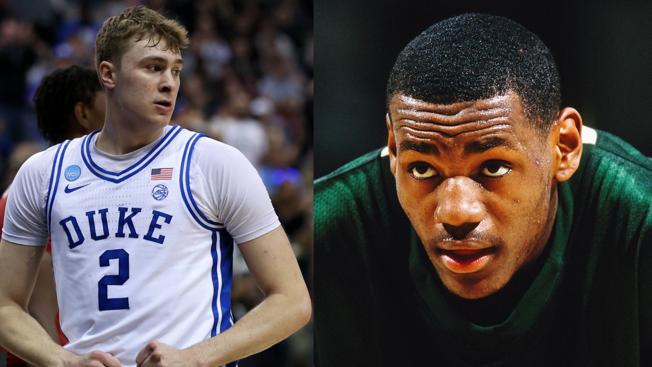 Cooper Flagg (L), LeBron James (R)