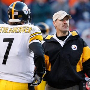 Pittsburgh Steelers quarterback Ben Roethlisberger with head coach Bill Cowher during the game against the Denver Broncos in the AFC Championship Game at Invesco Field at Mile High.