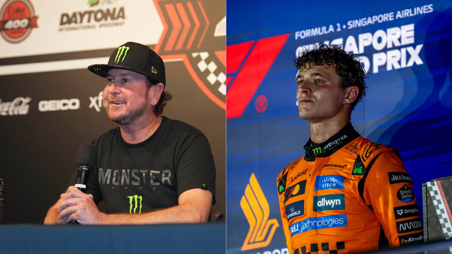 Kurt Busch (L) and Lando Norris (R)