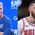 Steve Kerr (L), Lonzo Ball (R)