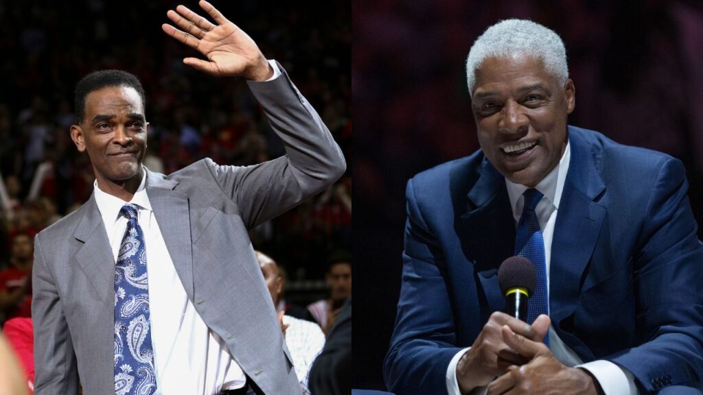 Ralph Sampson (L), Moses Malone (R)