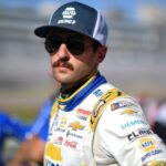 Oct 11, 2025; Las Vegas, Nevada, USA; NASCAR Cup Series driver Chase Elliott (9) during qualifying for the South Point 400 at Las Vegas Motor Speedway.