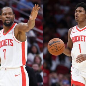 Kevin Durant(L) and Amen Thompson(R)