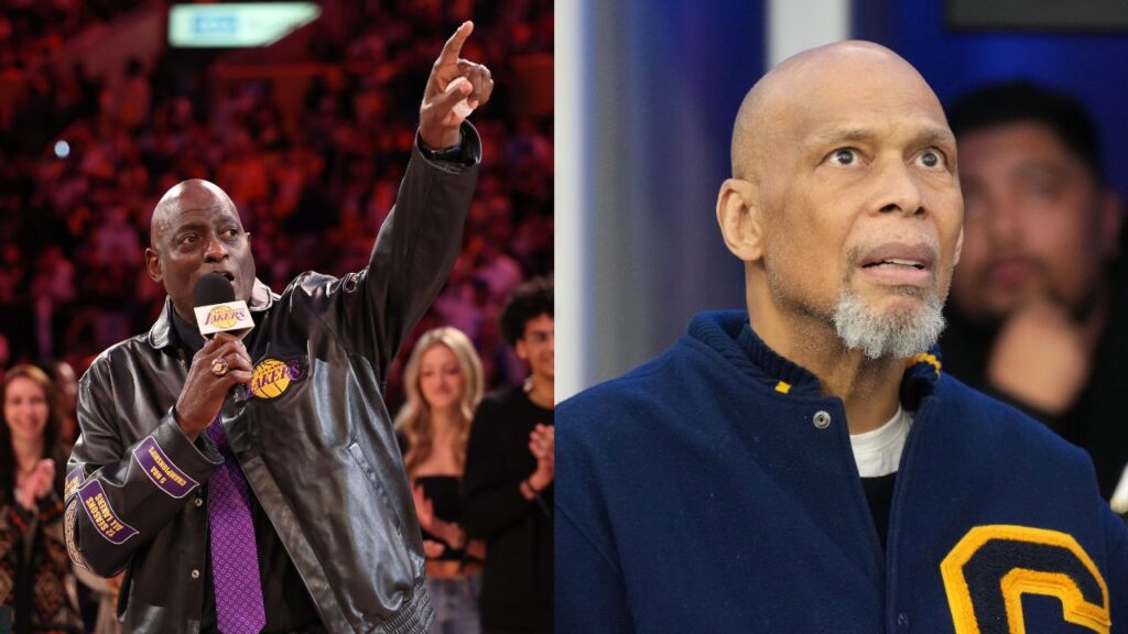 Michael Cooper (L), Kareem Abdul-Jabbar (R)