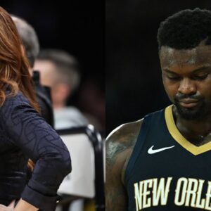 Rachel Nichols (L), Zion Williamson (R)