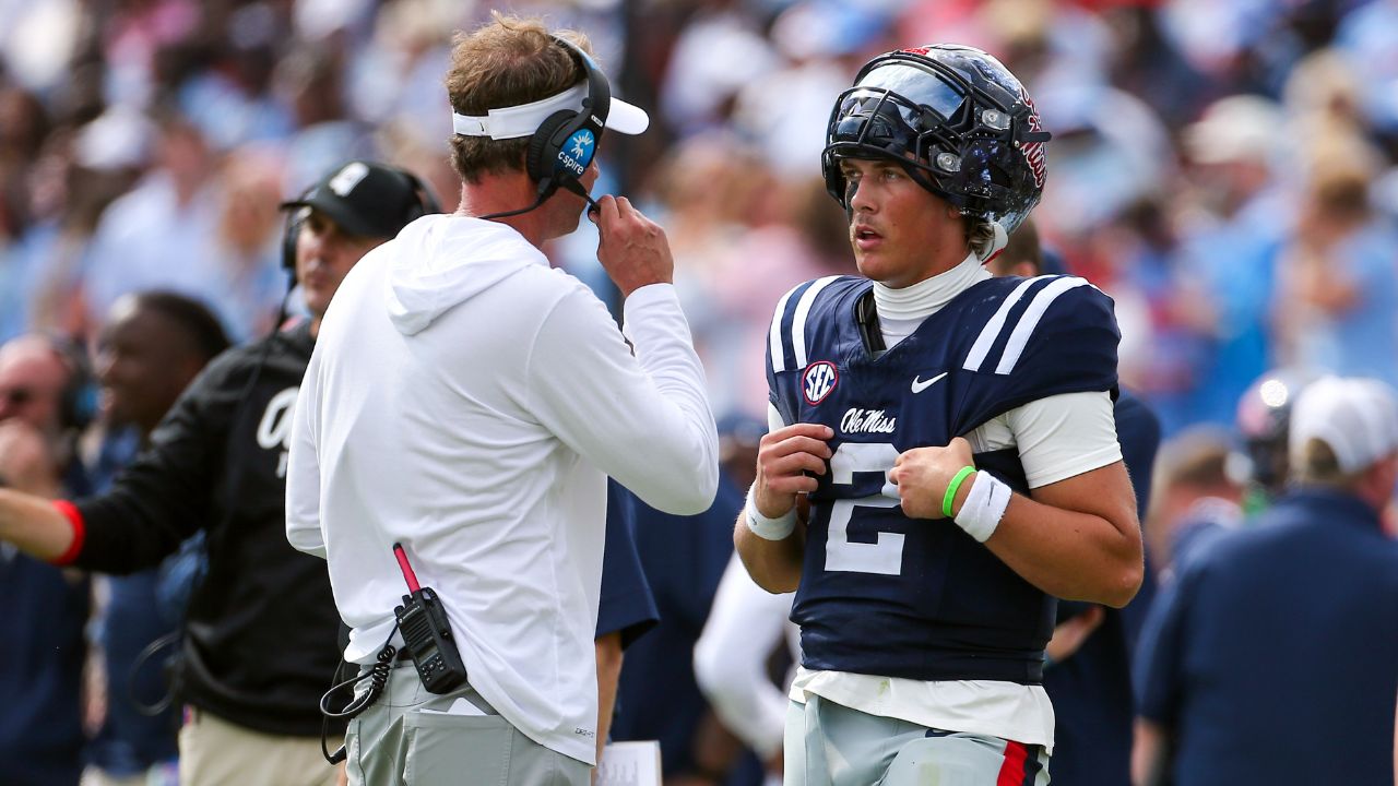 Lane Kiffin and Jaxson Dart