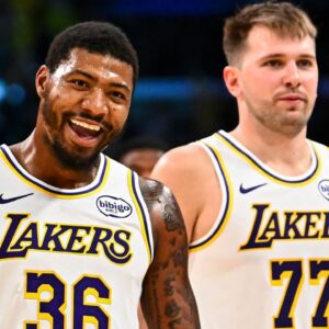 Lakers guards Marcus Smart and Luka Doncic