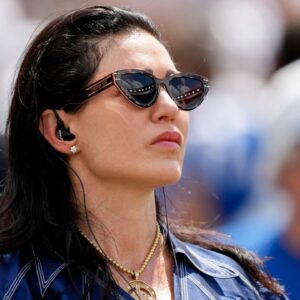 Carlie Irsay-Gordon walks the sideline Saturday, Aug. 23, 2025, ahead of a game against the Cincinnati Bengals at Paycor Stadium in Cincinnati.