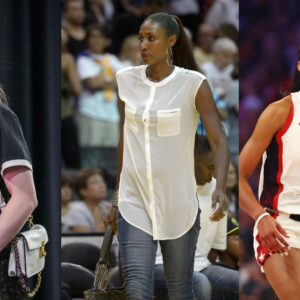Caitlin Clark (L), Lisa Leslie (C), and A'Ja Wilson (R)