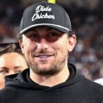 Former Texas A&M and Cleveland Browns quarterback Johnny Manziel looks on prior to the game against the Texas Longhorns. The Longhorns defeated the Aggies 17-7 at Kyle Field.