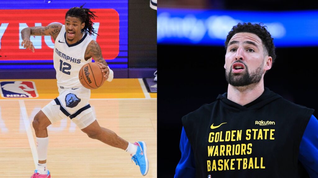 Ja Morant (L), Klay Thompson (R)