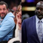 Adam Sandler(L) and Shaquille O'Neal (R)