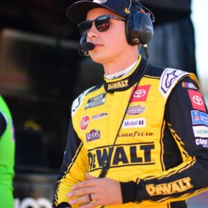 Nov 1, 2025; Avondale, Arizona, USA; NASCAR Cup Series driver Christopher Bell (20) during qualifying at Phoenix Raceway.