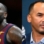 Kendrick Perkins (L), Nico Harrison (R)