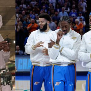 (L) Draymond Green (R) Kenrich Williams Jalen Williams, Shai Gilgeous-Alexander