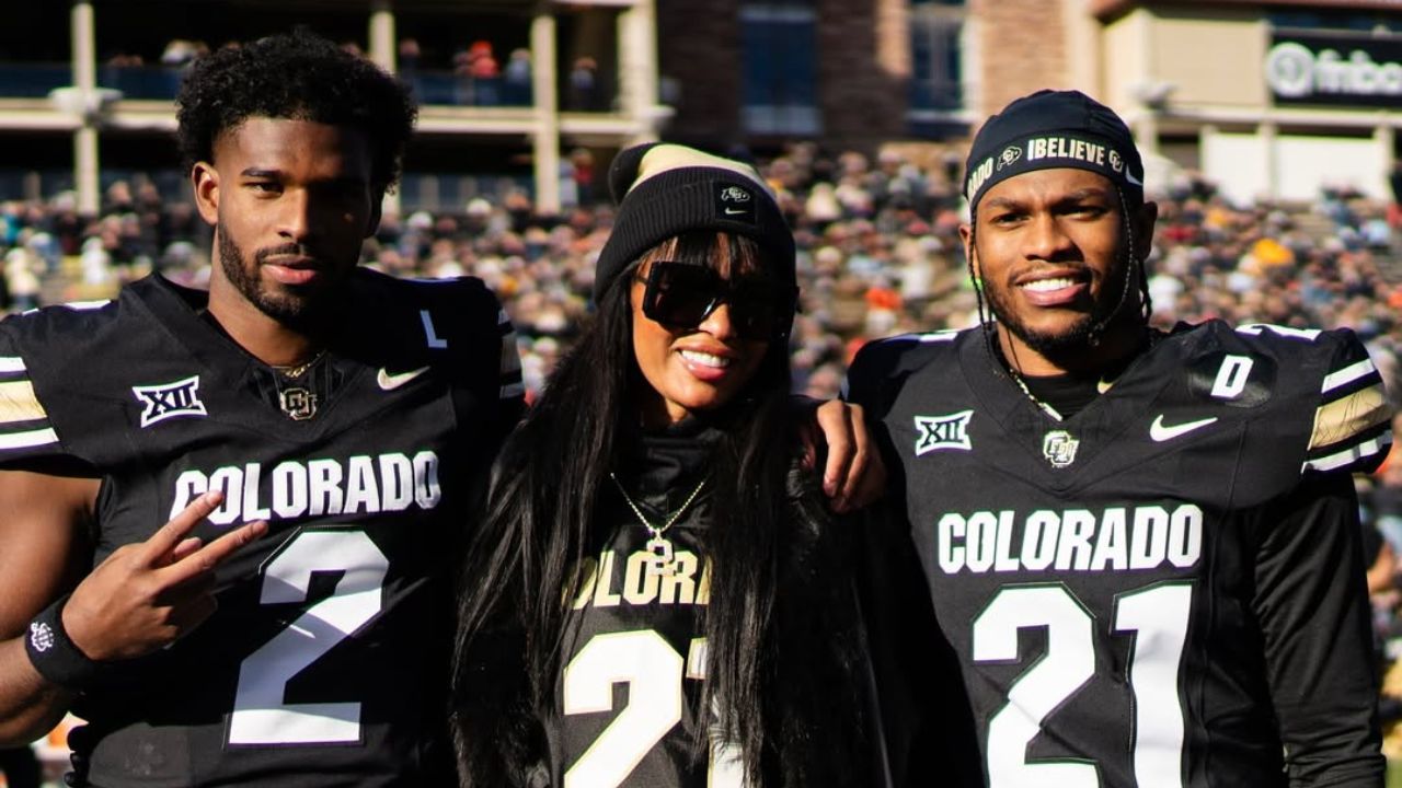 Shilo Sanders with Shedeur and mom Pilar Sanders