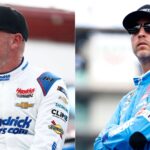 Kyle Larson (L) and Denny Hamlin (R)