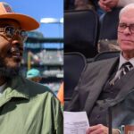 Carmelo Anthony (L), Phil Jackson (R)