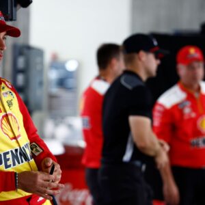 July 25, 2025, Indianapolis, In, USA: JOEY LOGANO (22) of Middletown, CT gets ready to practice for the Brickyard 400