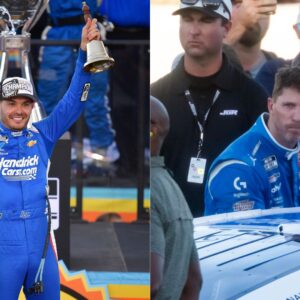 Kyle Larson (L) and Denny Hamlin (R)