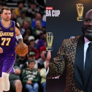 (L) Luka Doncic (R) Shaquille O'Neal